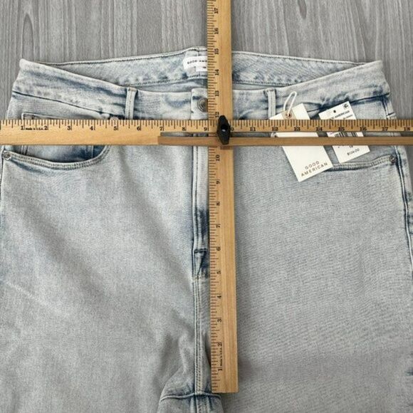 Good American Good Legs Crop Long Fray Hem High Rise Skinny Jean Light Wash 18 - Picture 9 of 11